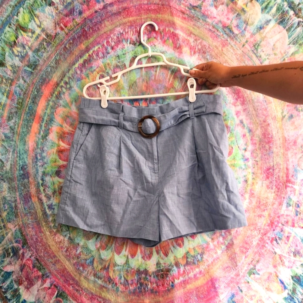 LOFT Belted Shorts In Chambray